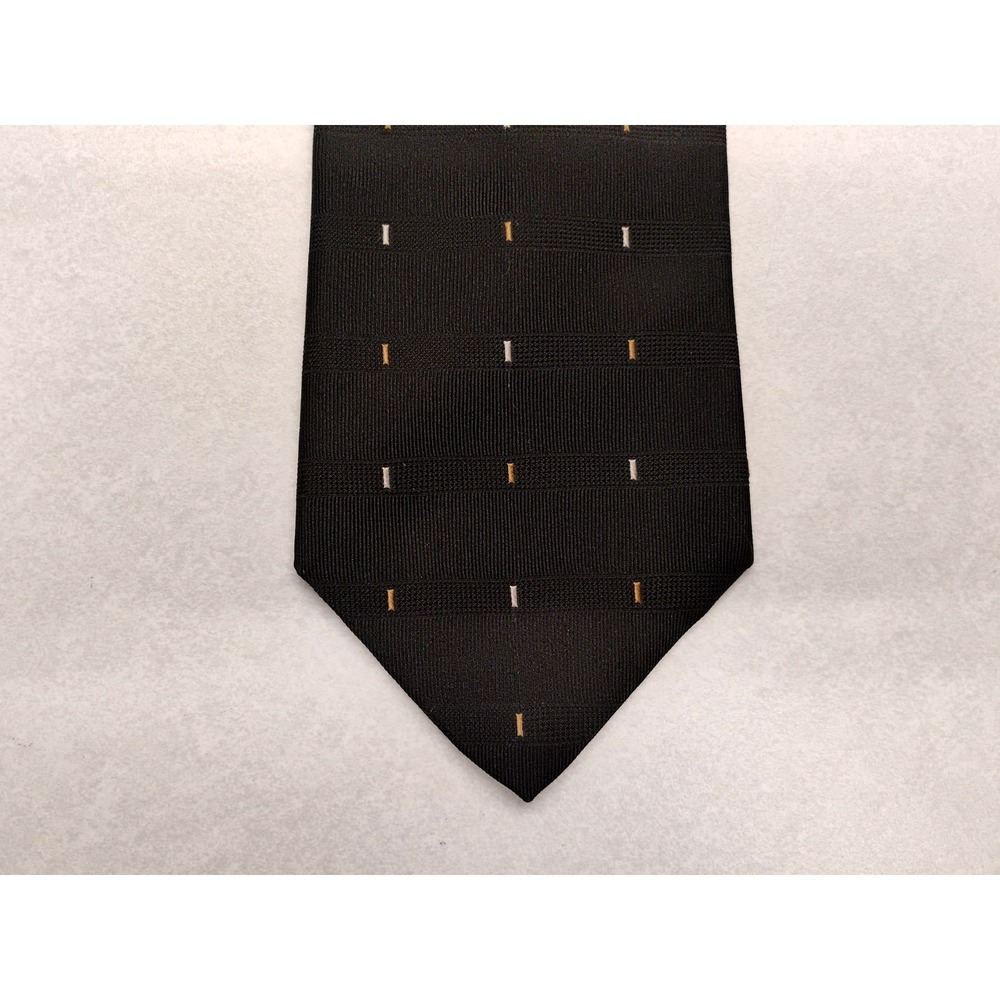Jones New York Men's Silk Necktie‎ Black Geometric Tie 3.5" x 58"